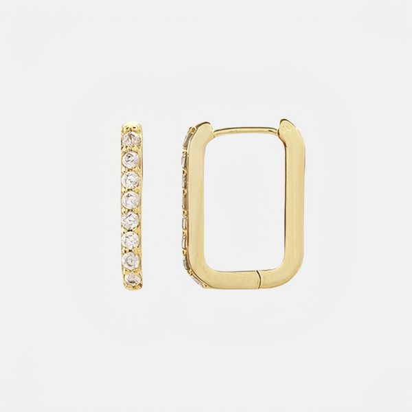 Pavé Block Medium Hoops