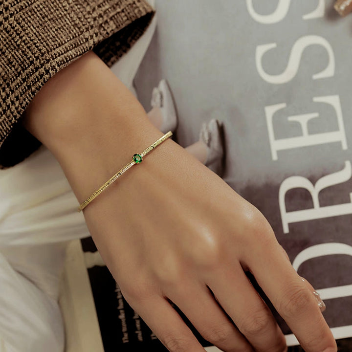 Emerald on Ribbon Bangle