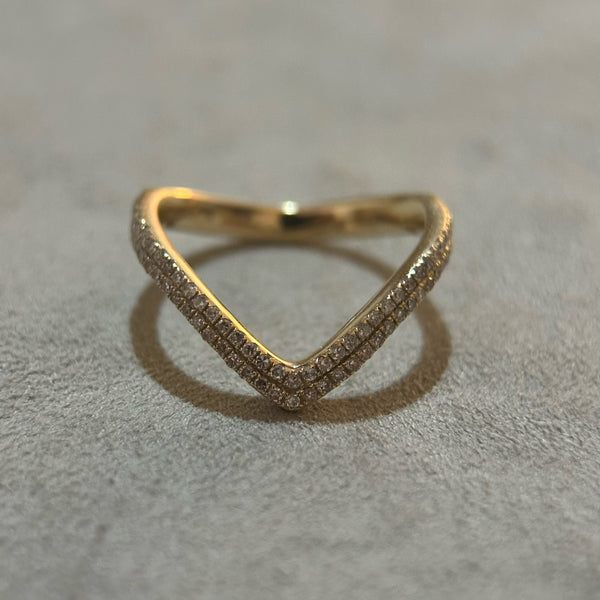 V Ring with Natural Diamond