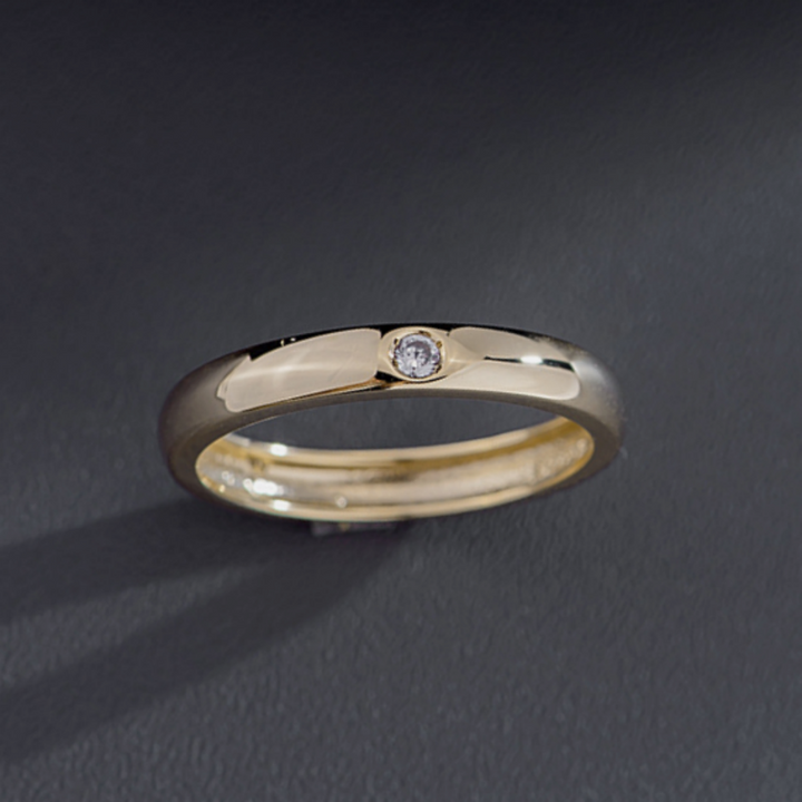 One Stone Wedding Band Ring