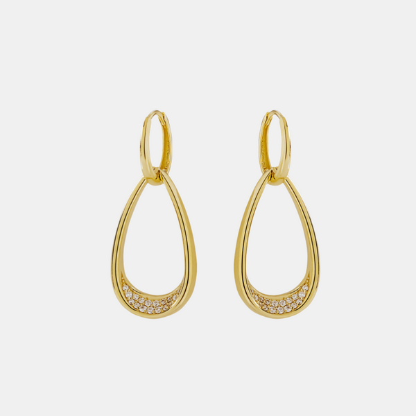 Pavé Double Loop Drop Earrings