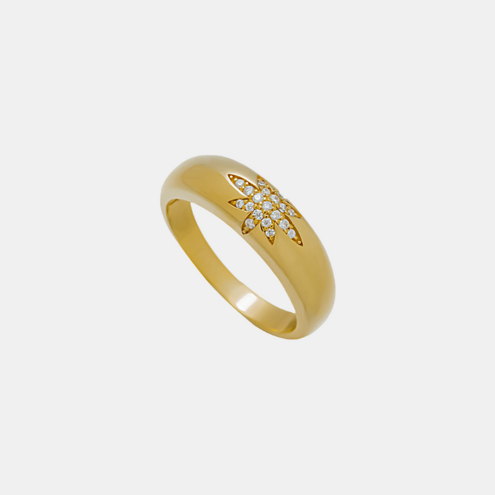 Octagram Star Paved Ring