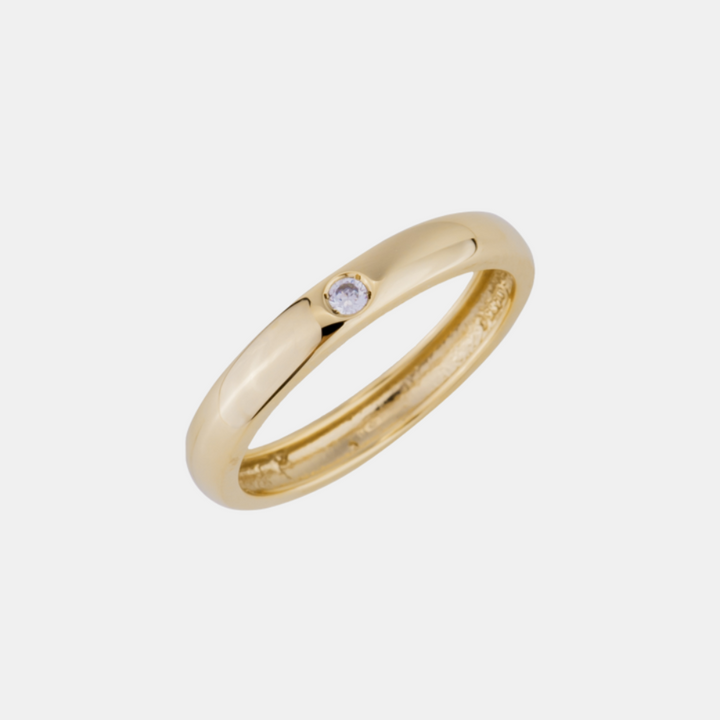 One Stone Wedding Band Ring